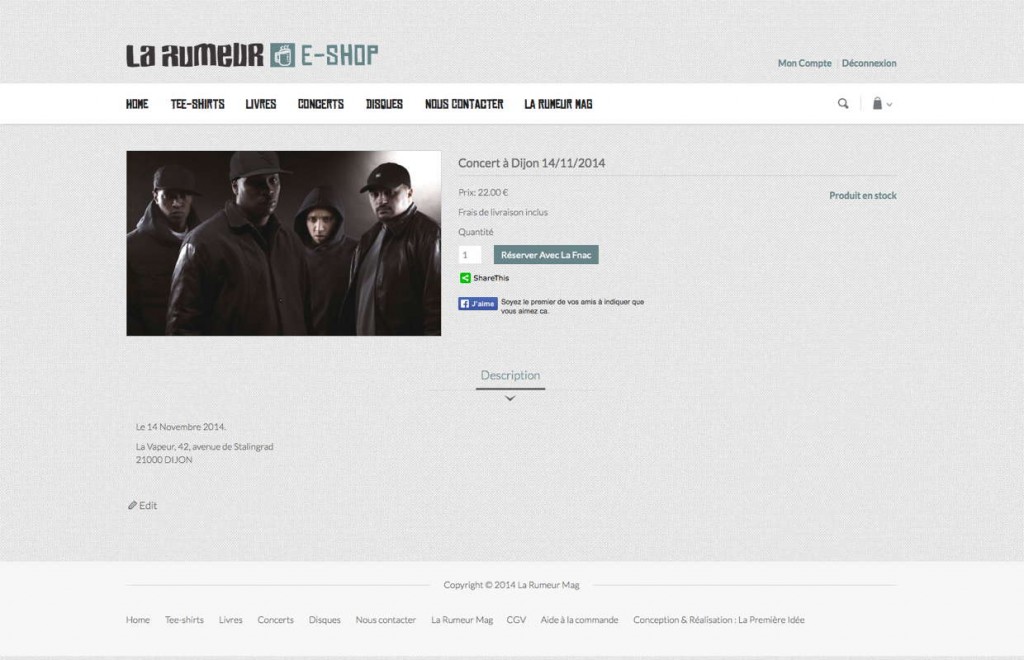 E-shop La Rumeur : Concerts
