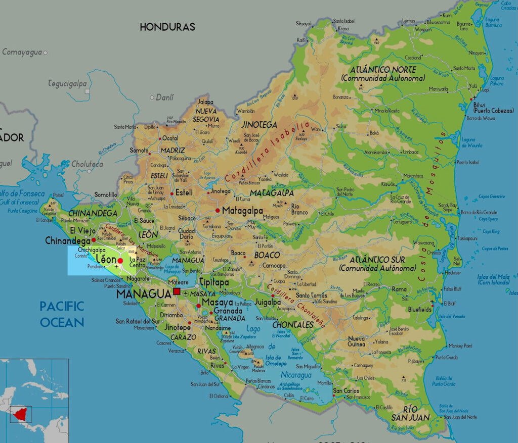 Carte du Nicaragua Leon, Las Penitas