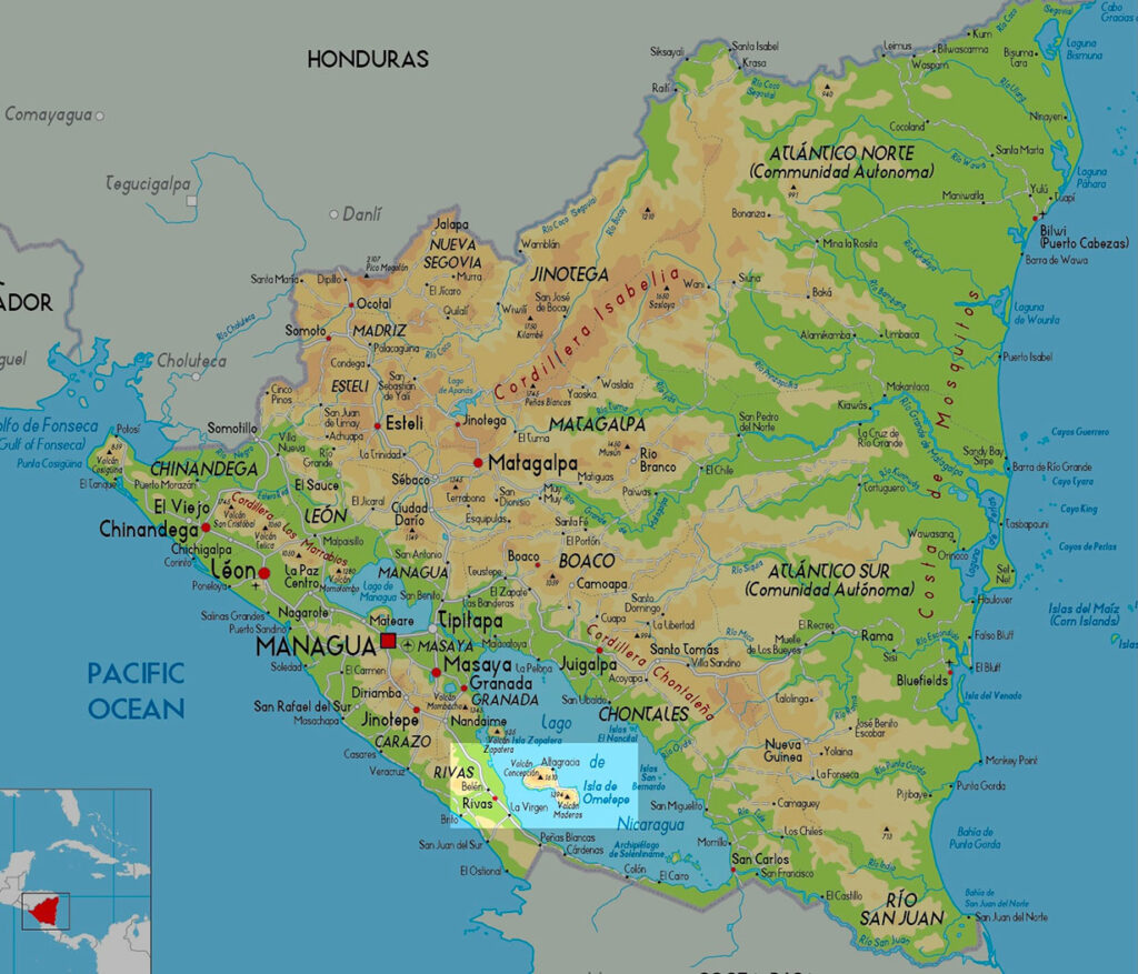 Carte du Nicaragua Ometepe